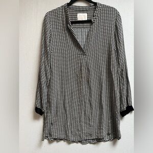 Part Two Floral Patterned V-Neck Tunic Blouse Top Sz 6